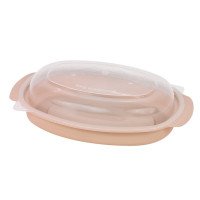 Contenitore beige in PP con coperchio trasparente (PP5)  H76mm 600ml