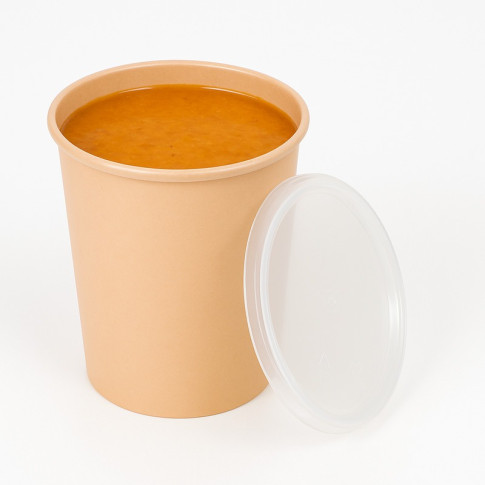 Contenitore beige in PP con coperchio trasparente (PP5)  H125mm 1000ml