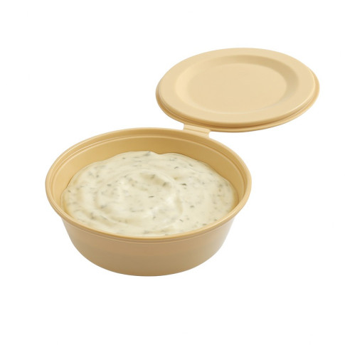 Contenitore beige in PP con coperchio (PP5)  H36mm 180ml