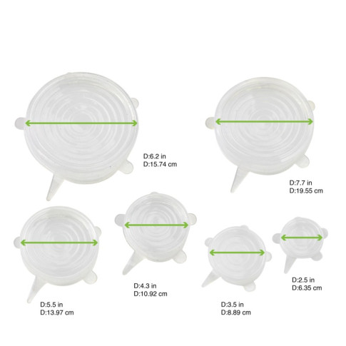 Set di 6 coperchi in silicone riutilizzabili  H30mm