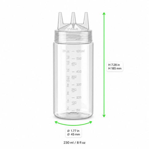 Spremiagrumi trasparente a 3 punta, plastica senza BPA  H185mm 230ml