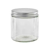 Barattolo in vetro tondo con tappo in alluminio (GL70 + ALU41)  H140mm 350ml