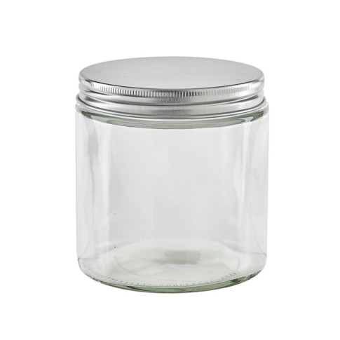Barattolo in vetro tondo con tappo in alluminio (GL70 + ALU41)  H142mm 500ml