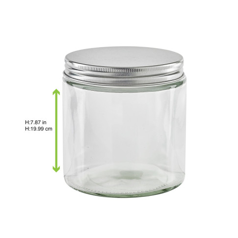 Barattolo in vetro tondo con tappo in alluminio (GL70 + ALU41)  H142mm 500ml