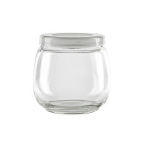 Vasetto in vetro tondo con tappo in PP (GL70 + PP5)  H73mm 200ml