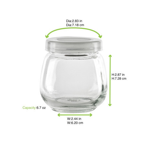Vasetto in vetro tondo con tappo in PP (GL70 + PP5)  H73mm 200ml