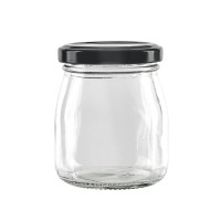 Vasetto in vetro tondo con tappo in alluminio (GL70 + ALU41)  H80mm 150ml