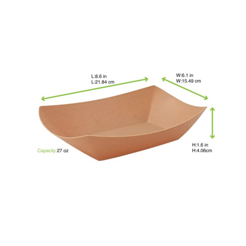 Vassoio per barche in Kraft riutilizzabile 218x155mm H40mm