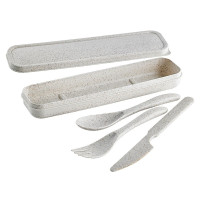 Kit di posate Huskly  in scatola rigida (forchetta/coltello/cucchiaio) in materiale composito beige 210x55mm H250mm