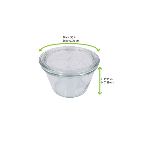 Barattolo Weck in vetro + cop per vasocottura (GL70)  H74mm 370ml