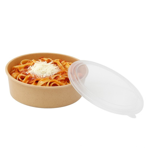 Insalatiera Kraft combinata con coperchio trasparente riutilizzabile  H68mm