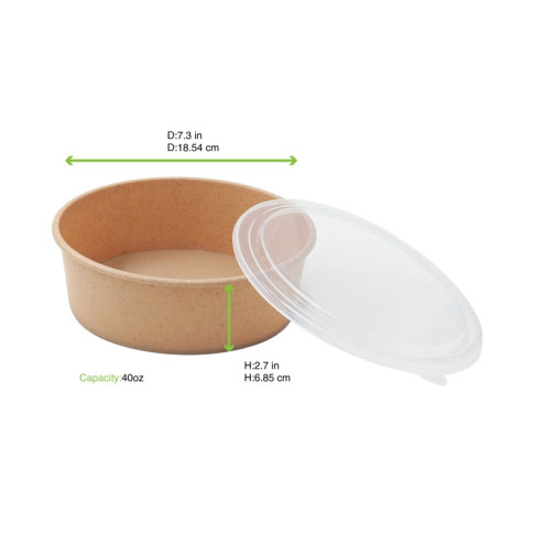 Insalatiera Kraft combinata con coperchio trasparente riutilizzabile  H68mm
