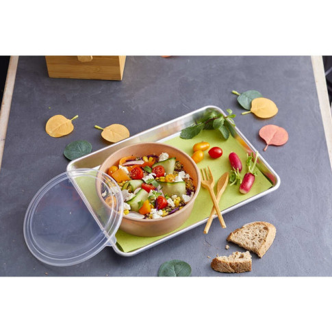 Insalatiera Kraft combinata con coperchio trasparente riutilizzabile  H68mm