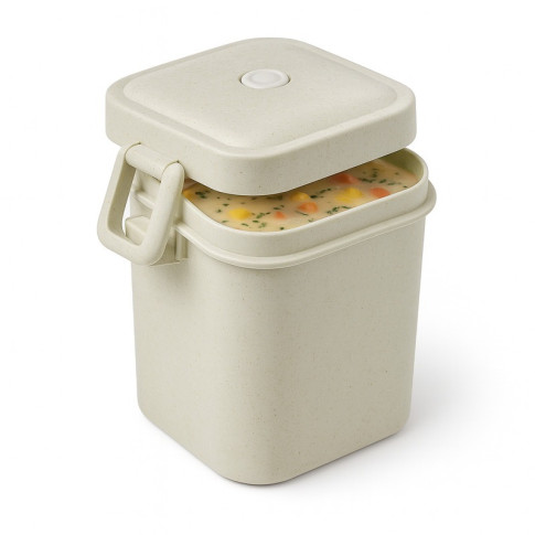Contenitore da zuppa Huskly riutilizzabile in materiale composito beige 105x90mm H125mm 600ml