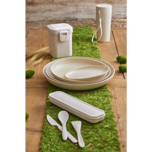 Contenitore da zuppa Huskly riutilizzabile in materiale composito beige 105x90mm H125mm 600ml