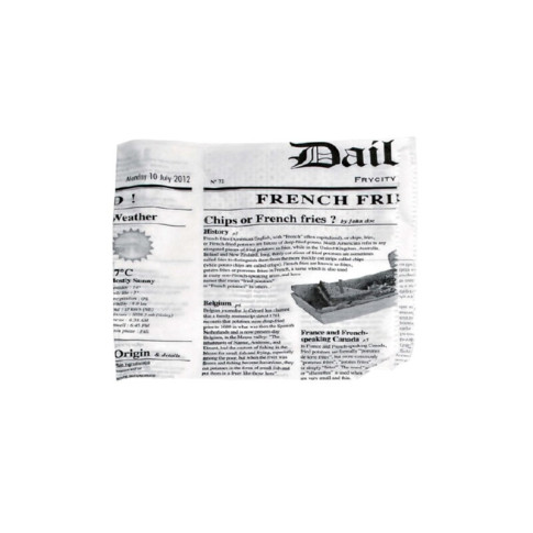Sacchetto in carta bianca aperto su 2 lati, decorazione stampa di giornale 170x170mm