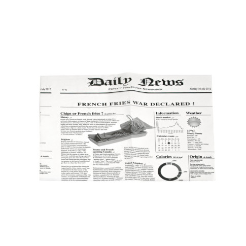 Carta per alimenti bianca antiunto, decorazione stampa di giornale 270x350mm