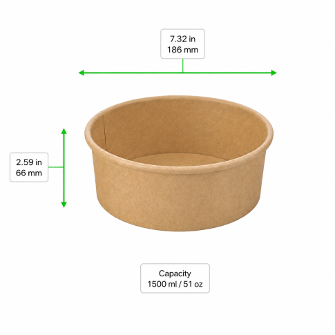Insalatiera "Buckaty" multiuso, tonda in cartone kraft   H66mm 1500ml