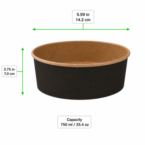 Insalatiera "Buckaty" multiuso, tonda in cartone marrone scuro  H70mm 750ml
