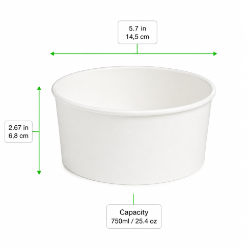 Insalatiera "Buckaty" tonda in cartone bianco   H68mm 750ml