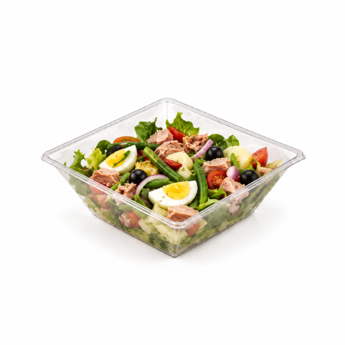 Insalatiera in  PET quadrata trasparente 195x195mm H70mm 1000ml