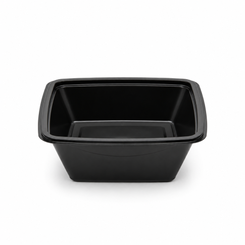 Insalatiera in PET quadrata nera con coperchio 160x160mm H70mm 750ml