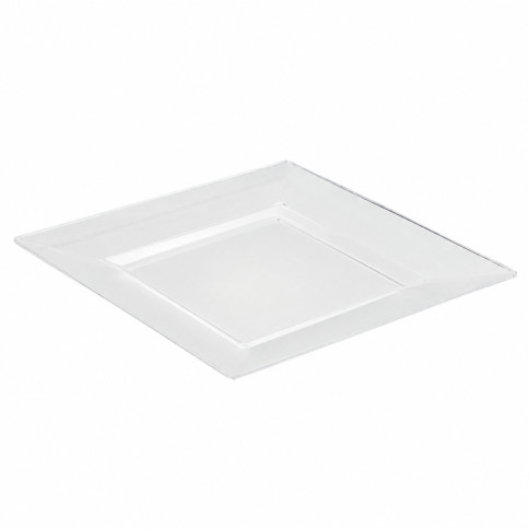 Piatto "Quadra" in PS riutilizzabile trasparente 280x280mm H40mm