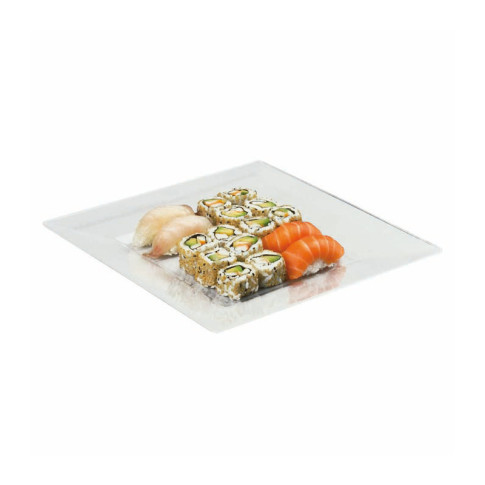 Piatto "Quadra" in PS riutilizzabile trasparente 280x280mm H40mm