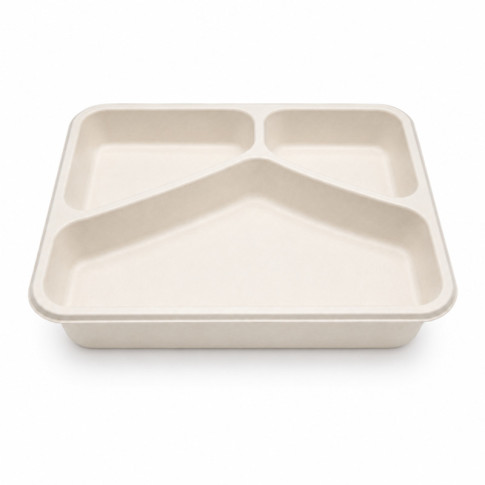 Vaschetta in polpa termosaldabile 3 scomparti (PAP21) 227x178mm H45mm 890ml