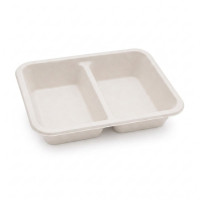 Vaschetta in polpa termosaldabile 2 scomparti (PAP21) 227x178mm H45mm 1060ml