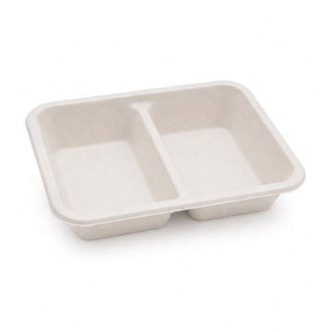 Vaschetta in polpa termosaldabile 2 scomparti (PAP21) 227x178mm H45mm 1060ml
