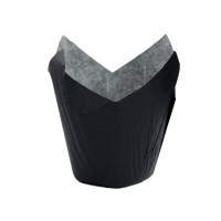 Pirottino da forno a forma di tulipano in carta nera siliconata  H80mm