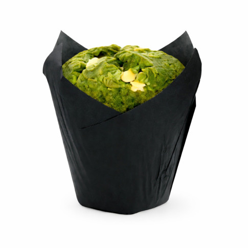 Pirottino da forno a forma di tulipano in carta nera siliconata  H80mm