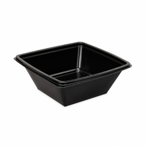 Insalatiera in PET quadrata nera 195x195mm H70mm 1000ml