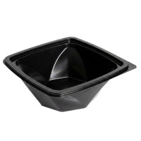 Insalatiera in  "Twirl" PET quadrata nera 200x200mm H80mm 1000ml