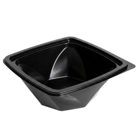 Insalatiera in  "Twirl" PET quadrata nera 200x200mm H80mm 1000ml