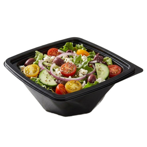 Insalatiera in  "Twirl" PET quadrata nera 200x200mm H80mm 1000ml