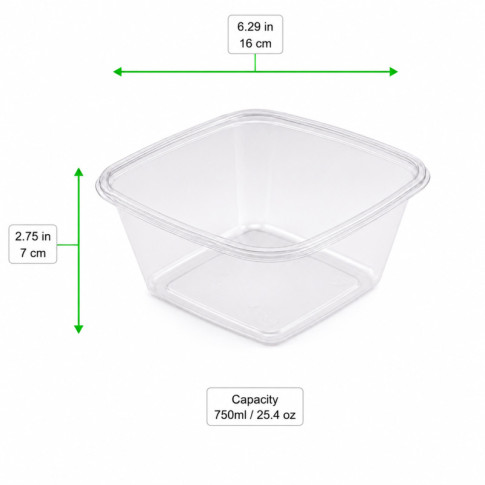 Insalatiera in PET quadrata trasparente 190x190mm H45mm 750ml