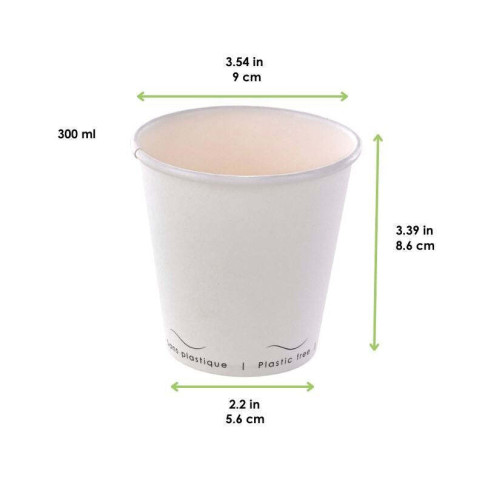 Bicchiere cartone bianco Eden plastic-free (PAP20)  H86mm 300ml