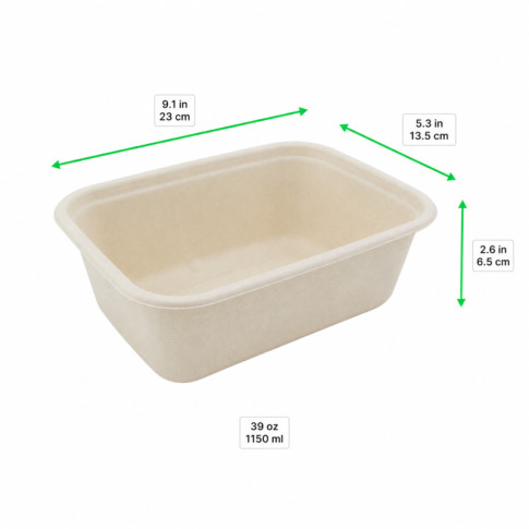 Vaschetta in polpa di canna da zucchero scura 230x135mm H65mm 1150ml