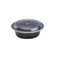 Ciotola rotonda in PP nero con coperchio trasparente  H55mm 1000ml