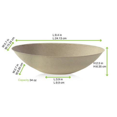 Ciotola "BioNchic" ovale in polpa di canna da zucchero scura 240x145mm H63mm 1000ml