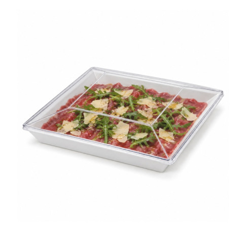 Coperchio in PET trasparente quadrato 280x280mm H40mm