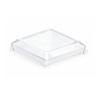 Coperchio in plastica per piattino fingerfood Taiti (PET1) 46x46mm H10mm
