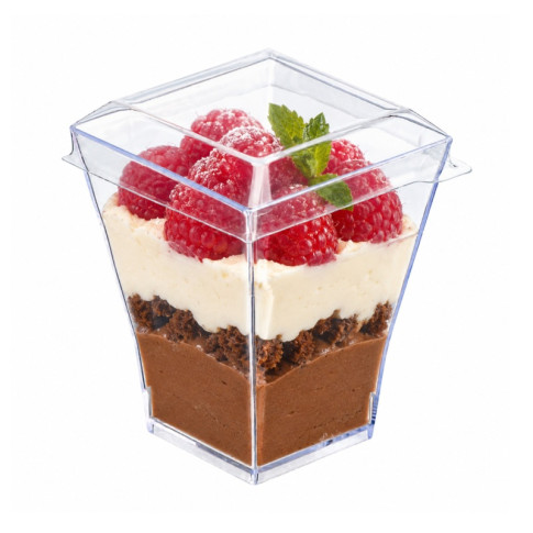 Coperchio in plastica per piattino fingerfood Taiti (PET1) 46x46mm H10mm