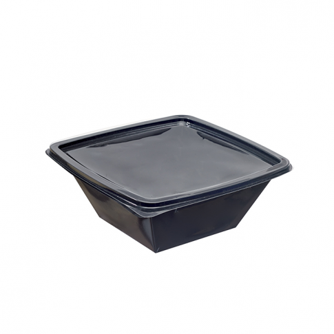 Insalatiera in PET quadrata nera 195x195mm H70mm 1000ml