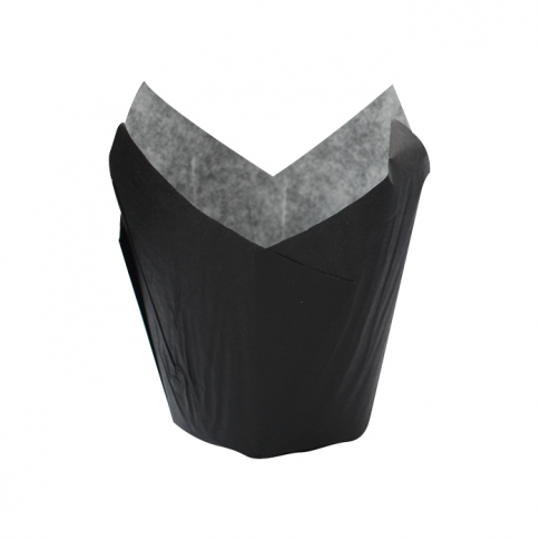 Pirottino da forno a forma di tulipano in carta nera siliconata  H90mm