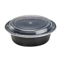 Ciotola rotonda in PP nero con coperchio trasparente  H55mm 1000ml