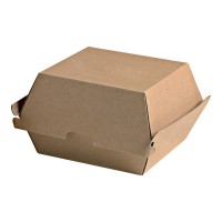 Scatola per hamburger in cartone scuro kraft, rinforzato   145x130mm H82mm