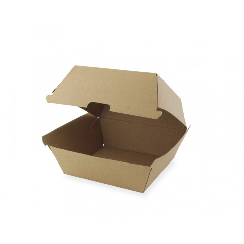 Scatola per hamburger in cartone scuro kraft, rinforzato   145x130mm H82mm